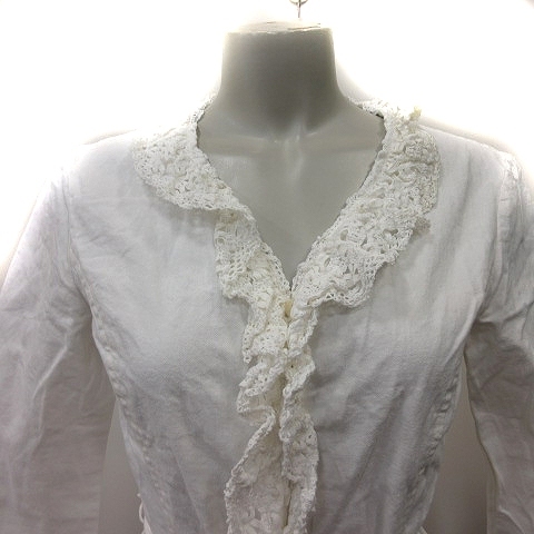  L'Est Rose L\'EST ROSE shirt blouse 7 minute sleeve race M white white /YI lady's 