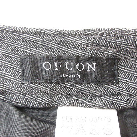 オフオン ofuon ストレートパンツ スラックス ヘリンボーン柄 36 グレー /MN レディース_画像5