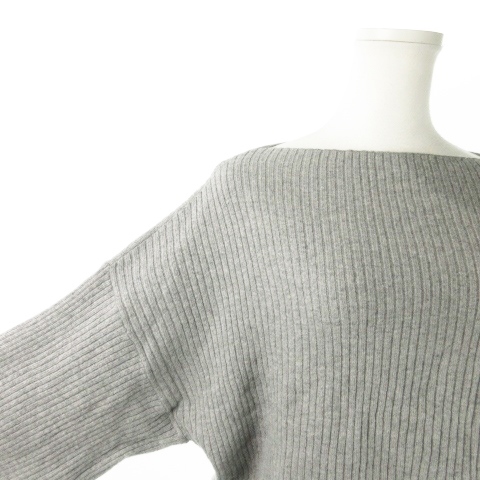  Kei Be efKBF Urban Research knitted sweater rib slash do neck long sleeve short wool . volume sleeve One gray /AO11