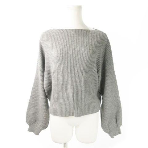  Kei Be efKBF Urban Research knitted sweater rib slash do neck long sleeve short wool . volume sleeve One gray /AO11