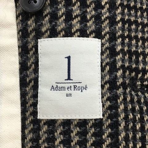 アダムエロペ Adam et Rope' un1 コート チェスター ロング チェック ウール 長袖 36 黒 ベージュ ブラック レディース_画像5