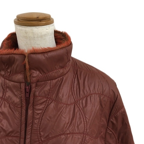 ロロ LOLO Collection ジャケット コート 中綿 フェイクファー ジップアップ ナイロン 長袖 42 エンジ 赤 レッド レディース_画像2