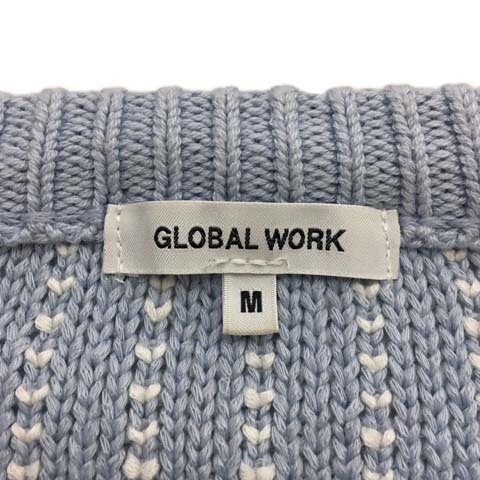 グローバルワーク GLOBAL WORK セーター ニット プルオーバー ラウンドネック 長袖 M 水色 白 ライトブルー ホワイト レディース_画像5