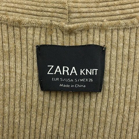 ザラ ZARA KNIT カーディガン ニット ショールカラー 前開き ドルマンスリーブ リブ 無地 七分袖 USA S ベージュ 茶 ブラウン レディース_画像5