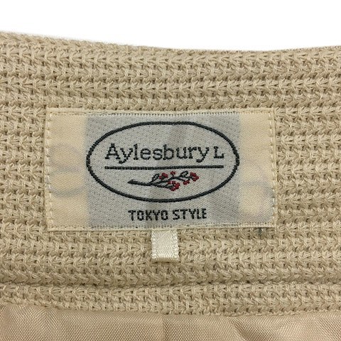 アリスバーリー Aylesbury コート ノーカラー ミドル パイピング 無地 長袖 L ベージュ 白 ホワイト レディース_画像5