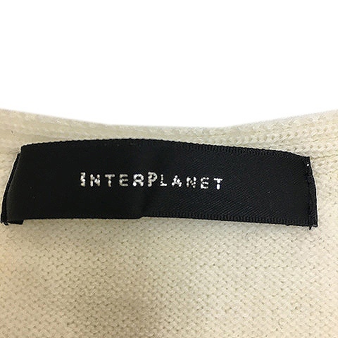 インタープラネット INTERPLANET セーター ニット プルオーバー Vネック 無地 アンゴラ混 半袖 02 白 ホワイト レディース_画像5