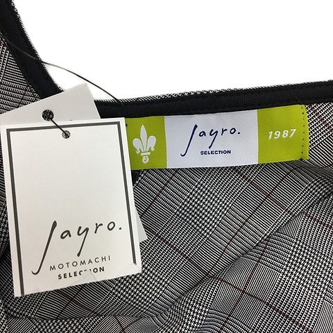 未使用品 ジャイロ JAYRO ブラウス カットソー プルオーバー Vネック タック グレンチェック リボン 長袖 M グレー 赤 レッド レディース_画像5