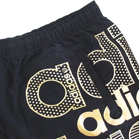  Adidas Neo adidas neo брюки низ Short половина Logo нейлон L черный × Gold спорт одежда *EKM мужской 