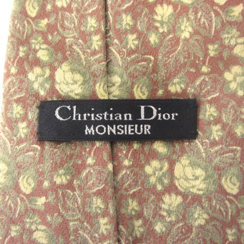 クリスチャンディオール Christian Dior MONSIEUR ネクタイ レギュラータイ 花柄 総柄 シルク100％ ブラウン 茶系 ■GY11 メンズ_画像6