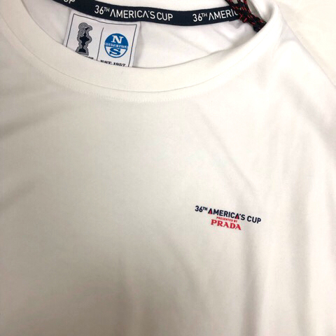 ノースセール プラダ North Sails×PRADA 36th america's cup Tシャツ クルーネック ワンポイント 半袖 L 白 ホワイト メンズ_画像4