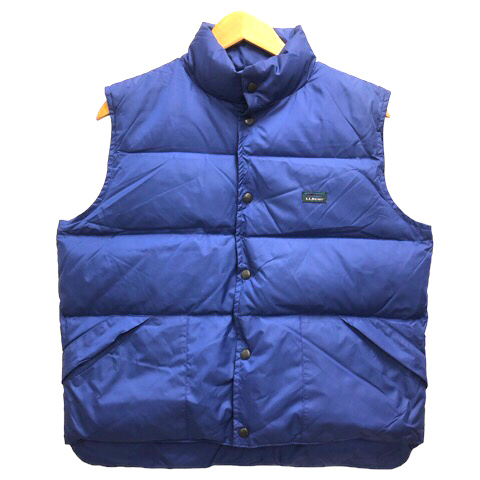 送料無料 通販 90s 80s L.L.BEAN エルエルビーン ダウンベスト キッズ レディース ブルー 青 L(14-16) ロゴ ワンポイント その他