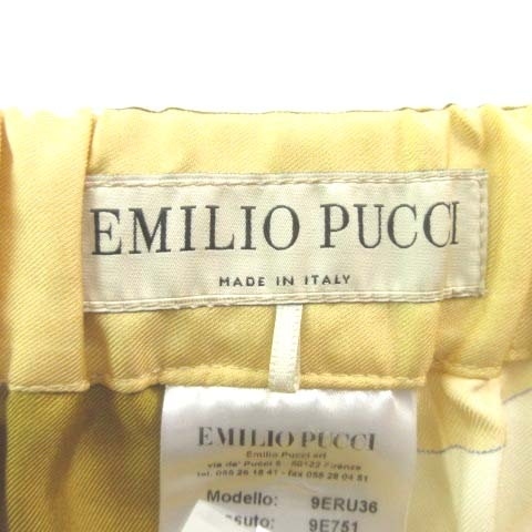 エミリオプッチ EMILIO PUCCI 美品 ショートパンツ 薄手 総柄 40 約Mサイズ 黄色 イエロー ■U180 レディース_画像4