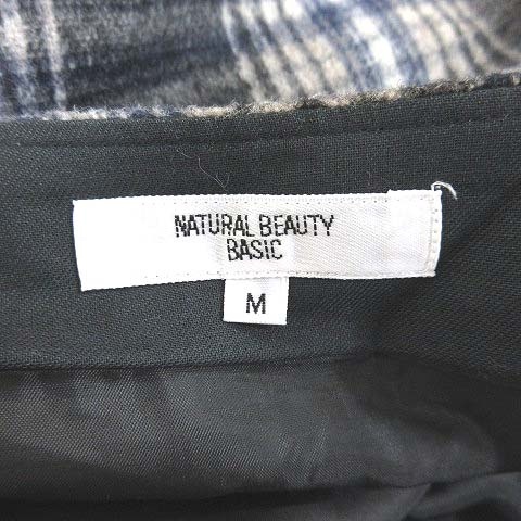 Natural Beauty Basic NATURAL BEAUTY BASIC flair skirt knee height check wool M black black /CT lady's 