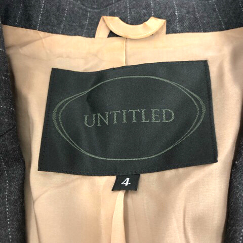 アンタイトル UNTITLED スーツ ジャケット スカート ストライプ ウール混 膝丈 4 グレー レディース_画像3