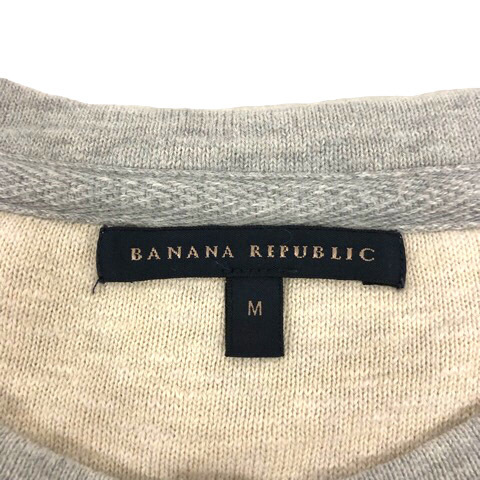 バナナリパブリック BANANA REPUBLIC カットソー ヘンリーネック コットン 無地 長袖 M グレー メンズの画像3