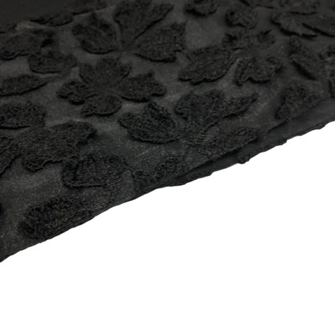 エッフェビームス EFFE BEAMS フレアスカート ひざ丈 刺繍 ウエストゴム シルク 38 黒 ブラック レディースの画像4