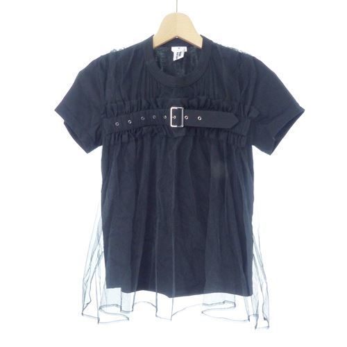 ノワールケイニノミヤ kei ninomiya 20SS ベルト チュール カットソー Tシャツ 3F-T002 AD2020 半袖 黒 ブラック S 231211 レディース_画像1