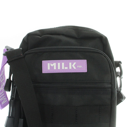 ミルクフェド MILKFED. ACTIVE FRONT POCKET MOLLE SHOULDER BAG ショルダーバッグ ロゴ 黒 ブラック 紫 パープル /SR16 ■ レディース_画像3