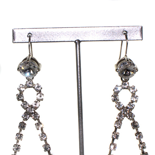  MiuMiu miumiu rhinestone hook earrings silver color /SR29 #OH lady's 