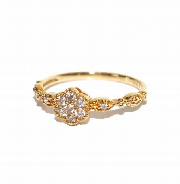 ジュエリーツツミ TSUTSUMI リング 指輪 フラワーモチーフ 10号 0.16ct K18 イエローゴールド アクセサリー ジュエリー レディース_画像2