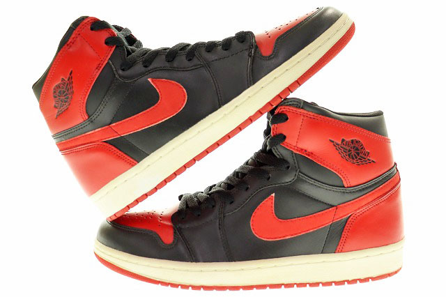 ナイキ NIKE AIR JORDAN 1 RETRO BRED 2001 28.5cm 136066-061 エア ジョーダン I レトロ ブレッド 2001年復刻 ブラック バーシティレッド_画像2