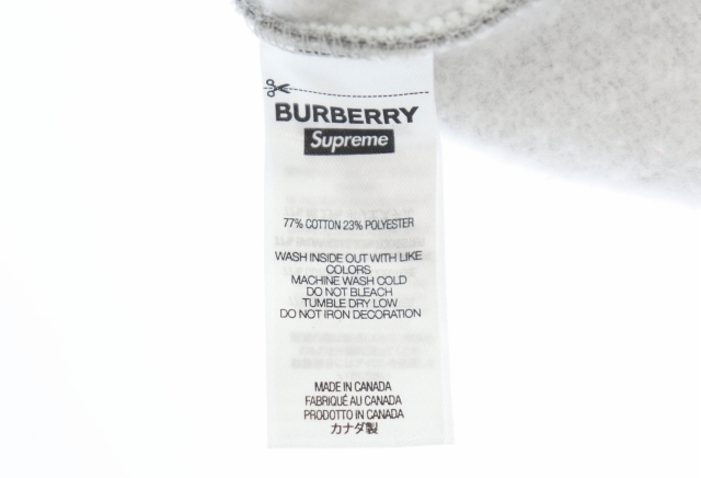 シュプリーム SUPREME × Burberry バーバリー 22SS Box Logo Hooded Sweatshirt ボックス ロゴ プルオーバー スウェット パーカー XL 灰色_画像7