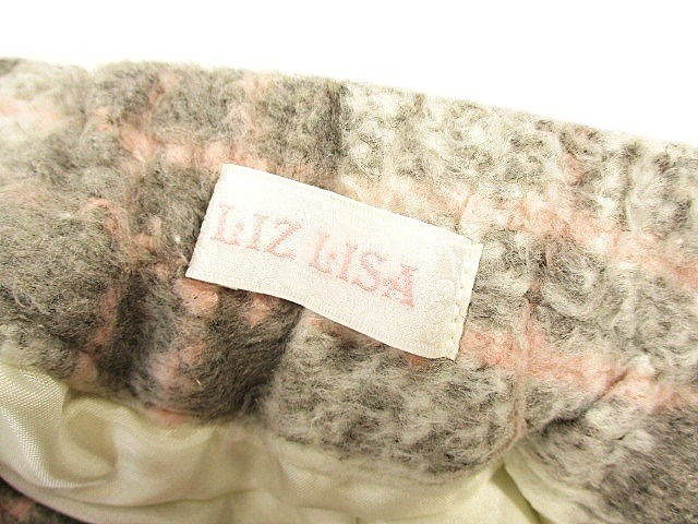 リズリサ LIZ LISA スカート ミニ丈 台形 裏地付き チェック柄 グレー系 ピンク size0 レディース_画像3