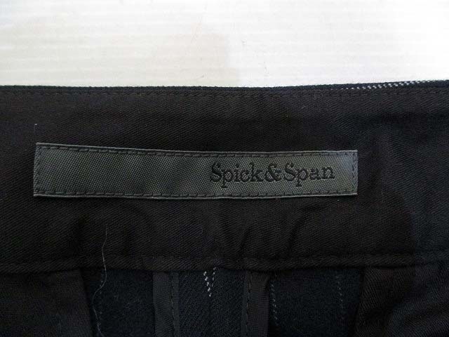 スピック&スパン Spick&Span ストライプ柄 テーパード パンツ 40 濃紺 ネイビー 微起毛 ジッパーフライ レディース_画像3