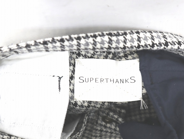 スーパーサンクス SUPERTHANKS 千鳥格子 ストレート スラックスパンツ M グレー_画像3