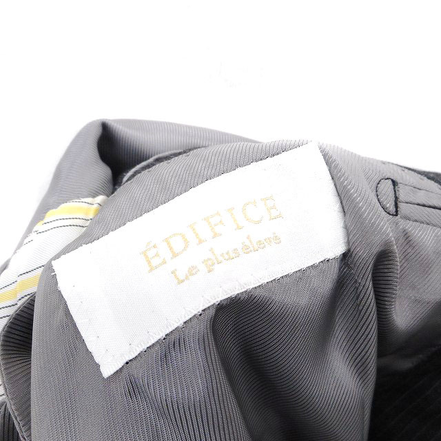 エディフィス EDIFICE スーツ セットアップ 上下 ジャケット アウター テーラード 背抜き スラックス ストレート ウール ストライプ_画像3