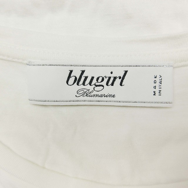 美品 ブルーガール ブルマリン BLUGIRL BLUMARINE ラインストーン ロゴ 刺繍 Tシャツ カットソー トップス 半袖 サイズ42 ホワイト BLM11_画像7