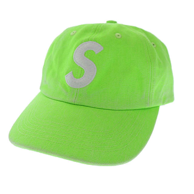 シュプリーム SUPREME 23SS Pigment Canvas S Logo 6-Panel Cap ピグメント キャンバス Sロゴ 6パネル キャップ 帽子 蛍光グリーン ☆AA★