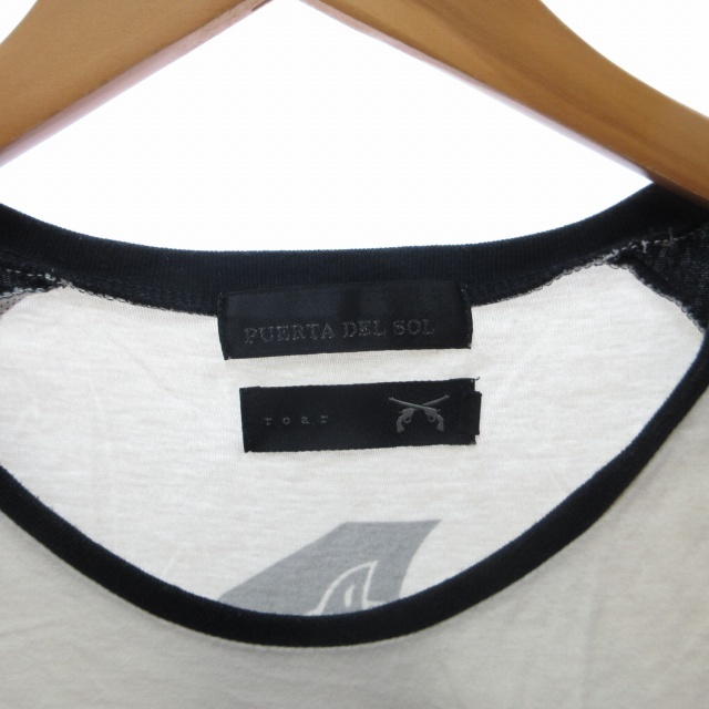 ロアー roar ×puerta del sol ラグランTシャツ カットソー ビジュー装飾 七分袖 白 ホワイト 2 M 1201 STK メンズ_画像8