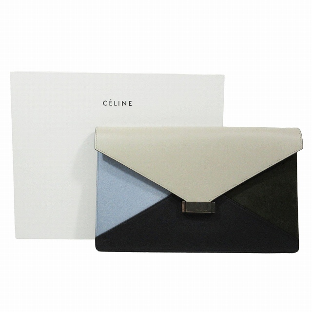  Celine CELINE clutch bag Second pouch is lako leather bag bai color blue group /1 lady's *AA*