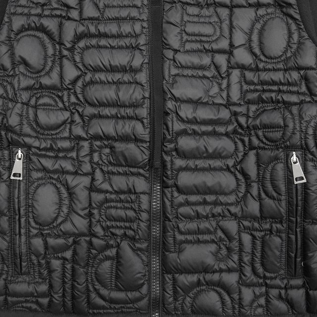 未使用品 20ss モンクレール MONCLER ニット スリーブ ダウン ジャケット ブルゾン ロゴ キルティング 切替 XS 黒 レディース ▼12_画像5