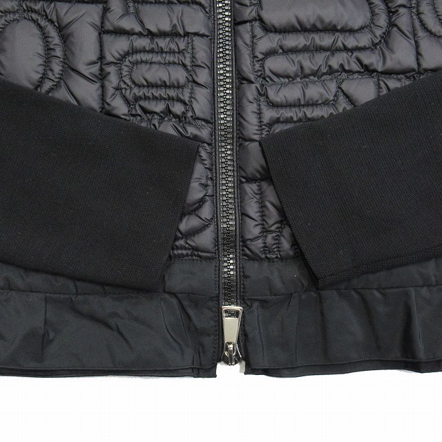 未使用品 20ss モンクレール MONCLER ニット スリーブ ダウン ジャケット ブルゾン ロゴ キルティング 切替 XS 黒 レディース ▼12_画像7