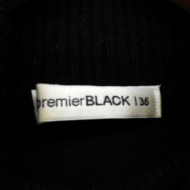 エムプルミエ ブラック M-Premier BLACK ニット セーター タートルネック シルク混 ウール クロップド 半袖 36 黒 ブラック /NT8_画像3