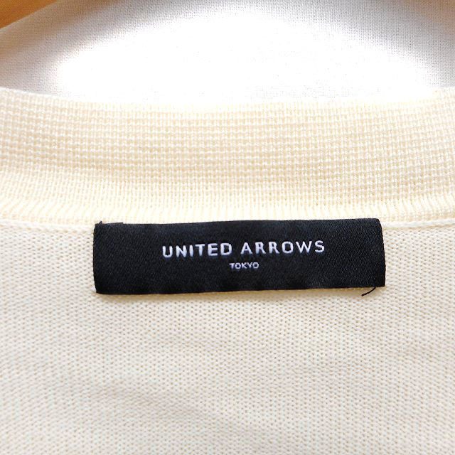 ユナイテッドアローズ UNITED ARROWS カーディガン ニット ウール リブ ハイゲージ 無地 長袖 クリーム /NT30 レディース_画像3