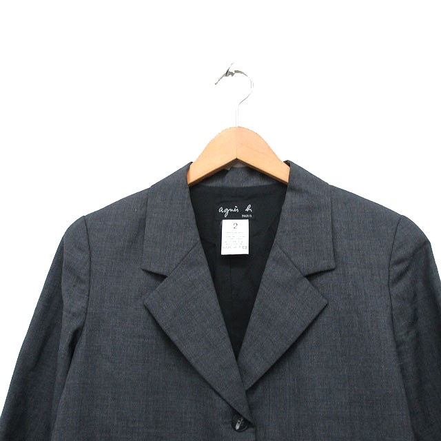  Agnes B agnes b. tailored jacket blaser wool simple 2 charcoal gray /KT1 lady's 