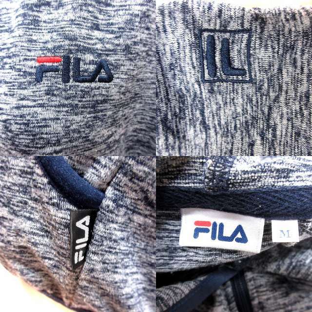 フィラ FILA パーカー ジップアップ 長袖 総柄 M 紺 ネイビー グレー /RT レディース_画像5