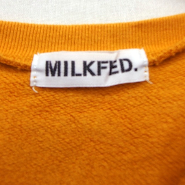  Milkfed MILKFED. футболка Logo вышивка patch переключатель ребра длинный tail длинный рукав круглый вырез хлопок хлопок ONE горчица Karashi /HT7 женский 