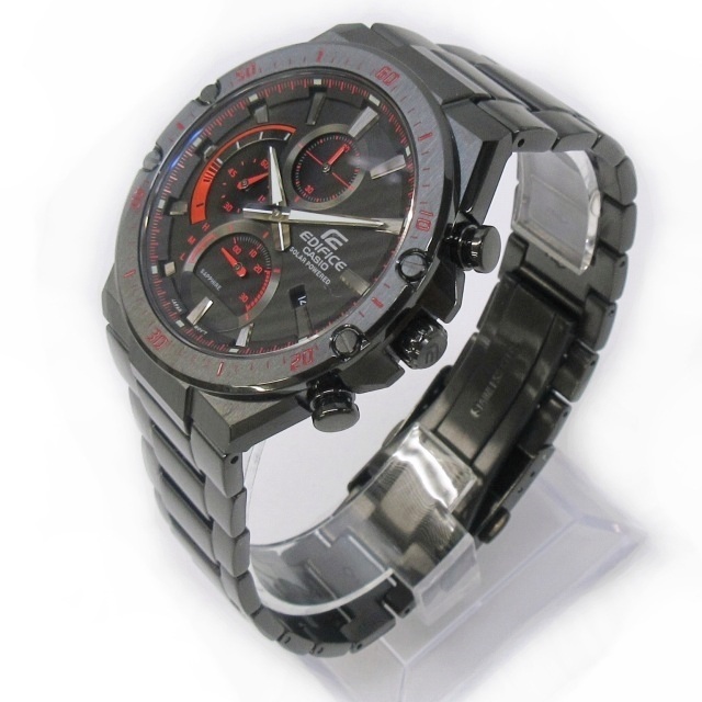未使用品 カシオ CASIO EDIFICE エディフィス EFS-S560DC クロノグラフ 腕時計 ソーラー 稼働品 動作確認済 黒 ブラック 系 1215 メンズ_画像2