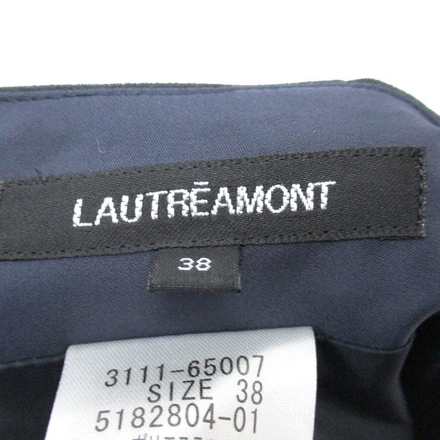 ロートレアモン LAUTREAMONT ラップスカート ロング ベルト スエード調 シンプル 38 ネイビー 紺 /KT14 レディース_画像3