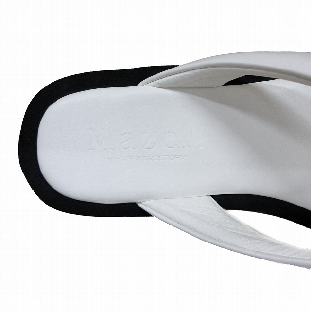 未使用品 バンヤードストーム マゼル Mazell 厚底 スクエア トング サンダル バイカラー シューズ 靴 ビーチ LL 白 × 黒 ホワイト ブラッの画像6