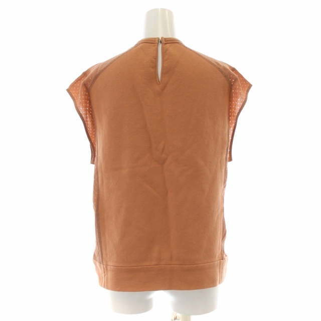 nmero Vent u-noN°21 sweat sweatshirt short sleeves mesh chiffon switch Logo silk .38 XS pink beige /DK lady's 