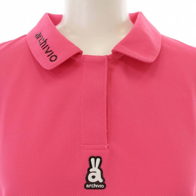 アルチビオ archivio ポロシャツ ロゴ プリント A119803 半袖 ゴルフウェア 40 L ピンク /DK レディース_画像4