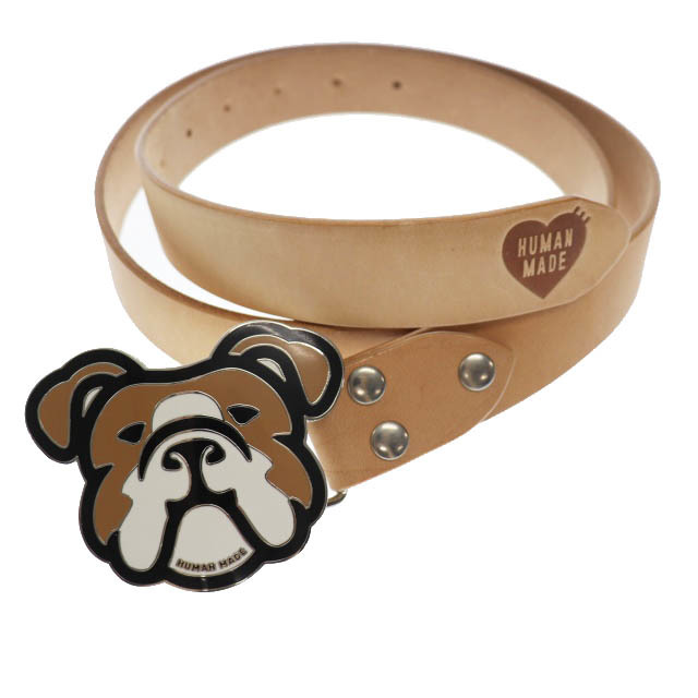 ヒューマンメイド HUMAN MADE 22SS BULLDOG LEATHER BELT ブルドック ロゴ バックル レザー ベルト 茶 ブラウン ブランド古着ベクトル ▲ 2