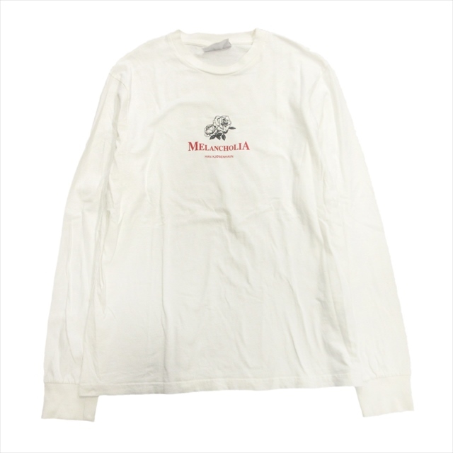 ハン コペンハーゲン HAN KJOBENHAVN バラ ロゴ プリント ロング Tシャツ カットソー 長袖 L 白 ホワイト メンズ♪12_画像1