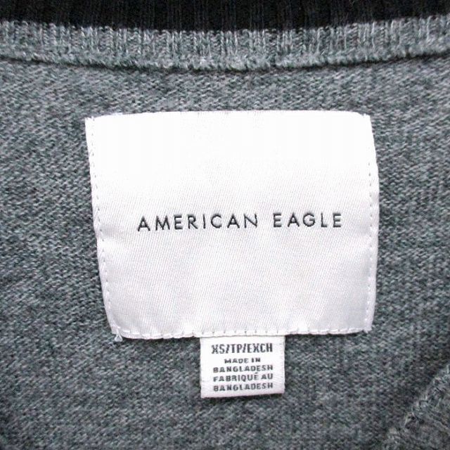アメリカンイーグル AMERICAN EAGLE クルーネック ニット セーター 長袖 ロゴ XS グレー 灰 /FT33 メンズ_画像3