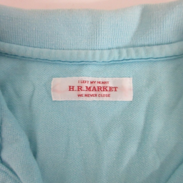 ハリウッドランチマーケット HOLLYWOOD RANCH MARKET ポロシャツ Tシャツ カットソー 鹿の子 刺繍 水色 ブルー 1 約Sサイズ 1225 メンズ_画像4